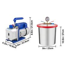 3 Gallon Vacuum Chamber Kit Stainless Steel Degassing Chamber 12L Vacuum Degassing Chamber Kit With 3.6 CFM 1 Stage Vacuum Pump HVAC - Silver - View 10