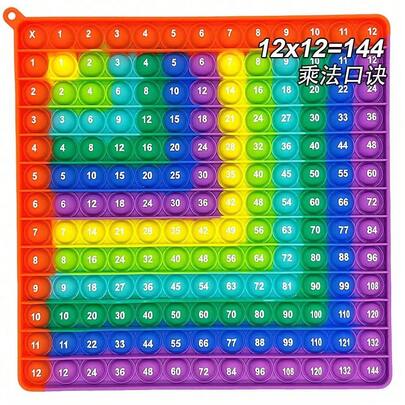 12x12乘法练习数学游戏，粉色乘法表数字学习泡泡按压益智玩具文具，适用于教室、儿童、教师