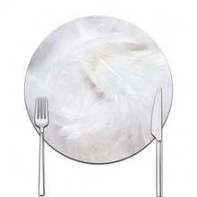 双面防滑PU隔热垫桌垫耐热餐垫饮料杯垫厨房餐具沥水垫可水洗桌面垫适用于节日用餐和厨房餐桌羽毛图案 - 白色 - 查看 15