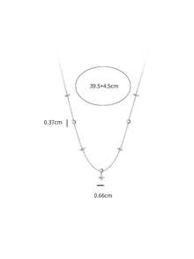 1 chiếc vòng cổ hình cỏ bốn lá may mắn bằng bạc Sterling S925, mặt dây chuyền hình hoa đính đá Cubic Zirconia cổ điển thanh lịch, dây chuyền kiểu INS ngọt ngào nữ tính, quà tặng cho phụ nữ. - cỏ bốn lá - Xem 10
