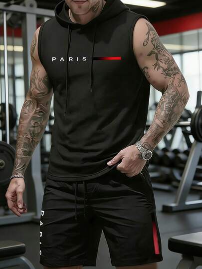 Conjunto deportivo de verano para hombres, chaleco y pantalones cortos ligeros, casuales y de moda para actividades al aire libre y ejercicio