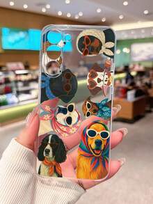 1个透明动物狗图案彩绘加厚防震保护手机壳，兼容三星Galaxy S26/S26 Plus/S26 Ultra、S25/S25 Plus/S25 Ultra、A17、A07、A16、A36、A26、A56、A50、A12、A32、A52、A72、A51、A21S、A13、A14、S24/S24 Plus/S24 Ultra、S22、A52、A53、A54、A55、11/12 Pro/12/12X/13 Pro/14 Pro/15 Pro、10/9、Note 9、12C、Note 11 Pro、Note 8 Pro - 彩色 - 查看 5