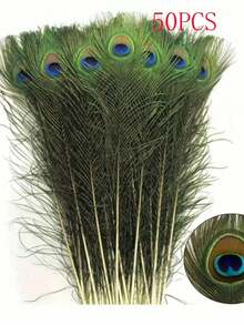 Handmade Artificial Peacock Feathers, Suitable For DIY Crafts, Vase Filler, Elegant Home Decor, Party And Wedding Decorations, Holiday Crafts | Classic Design | Handcrafted Details, Peacock Decoration - Multicolor - View 15
