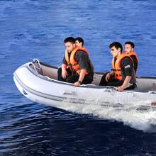 Inflatable Dinghy Boat, 6-Person Transom Sport Tender Boat, With Marine Wood Floor And Adjustable Aluminum Bench, 1500 Lbs Inflatable Fishing Boat Raft, Aluminum Oars, Air Pump, And Carry Bag - Grey - View 9