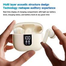 NEW SENYANG Nuevo Senyang-2026 Nuevo Auriculares Inalámbricos TWS Mejorados Estuche con Pantalla de Porcentaje LED Auriculares Bluetooth Tiempo de Reproducción Prolongado Baja Latencia Auriculares para Juegos Control Táctil Aislamiento de Sonido Compatible con iPhone y Android como Regalo - Completamente intraauricular - Ver 4