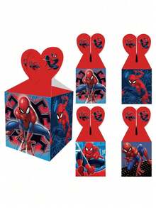 Marvel 12pcs New Spider-Man Party Supplies Candy Box Superhero Spider-Man Candy Boxes Snack Gift Box Gift Bag For Birthday Party Favor Perfect Birthday And Holiday Gifts New Year's Gift, Valentine's Day Gift, Easter Gift ﻿ - Multicolor - View 5