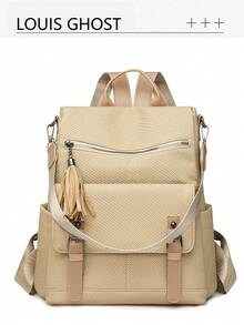 Retro Backpack | Interpret The Aesthetics Of Commuting In All Scenarios The Whole Series Of Tassel Zippers Leather Buckle System, A Of Equipment To Unlock The Absolute Visual Sovereignty Of Daily, Commuting - Multicolor - View 14