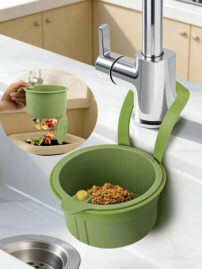 No-Hands Squeeze Drain Basket, Food Residue Filter, Hanging Kitchen Sink Drain Basket, One-Key Squeeze Drain Basket, Kitchen Organizer Rack, Faucet Drain Basket, Standalone Drain Basket, Kitchen Storage Basket, Sponge Drain Basket, Dishcloth Drain Basket