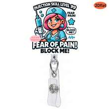 1pc Cute Nurse Cartoon Retractable Badge Holder, Durable Acrylic Material, 360 Degree Rotation, Suitable For Office, Teachers And Medical Staff - 1pcs - View 2