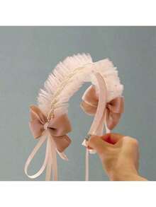 1pc Girl's Birthday Crown Headband, Photo Prop Costume Accessory, Princess Hair Clip - Beige - View 10