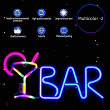 Letreiro de LED Neon para Bar de Coquetéis (1 unidade), Luminária Neon para Copos de Coquetel, Alimentação USB ou Bateria, Ideal para Decoração de Bar em Casa, Bar Comercial, Festas, Salas de Jogos, Clubes e Outras Ocasiões Especiais, Luminária Noturna Comercial, Perfeito para o Dia dos Namorados, Dia das Mães, Natal e outros feriados. - BAR - Ver 5