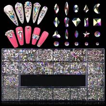 EBANKU Professional 9800 Pcs Mixed Shape Nail Rhinestone Kit With Picker Dotting Pen For Acrylic Nail Art - 如圖所示 - 查看 1