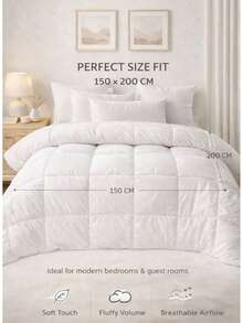 Micro Yorgan: Luxury Hotel Duvet 150x200 Cm – Scandinavian Inspired Ultra Soft All Season Comforter, Fluffy Lightweight Breathable White Bedding – Made In Turkey - White - View 3