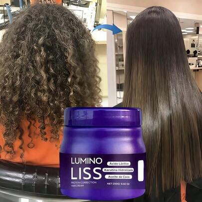 1 pieza 250 g Crema alisadora con proteínas,  Mejora el cabello encrespado y rebelde, restaurando su lisura natural para conseguir un cabello sedoso y suave. Proporciona un alisado duradero sin encrespamiento, Fórmula enriquecida con proteínas, adecuada para puntas dañadas y cuero cabelludo seco.