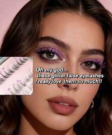 Sparkle Purple Diamond Fox Lashes | Festival Cosplay Shimmery Fairy Eyelashes - Glitter Lashes - View 5