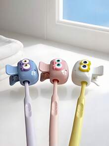1/2/3 piezas Soporte para cepillo de dientes con forma de ojo lindo - Juego de cepillo de dientes de color dopamina para viajes - Protector de cepillo de dientes a prueba de polvo apto para el hogar/viajes - Multicolor - Ver 5