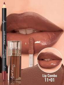 Pudaier Hydrating Lip Gloss & Lip Liner Set Lip Combo -Define Our Lips With 3D Precision Achieve Dewy Look For Any Occasion Perfectly Versatle For Every Makeup Style - 11+01 - 查看 8