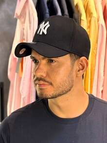 New York New York Urban Style Cotton Embroidered Cap - Màu xanh hải quân - Xem 2