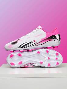 New Arrival Soccer Shoes Recommended For Teenagers, Featuring Long Studs, Non-Slip, Low-Top, Design For All-Season Wear, Suitable For Daily Grass Soccer Training And Matches - White - View 1