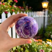 1pc Natural Amethyst Crystal Ball, Suitable For Home & Office Decor, Desk Ornament, Gift For Family & Friends - Purple - View 3