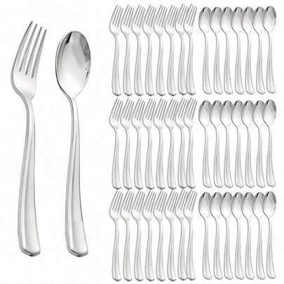 1件套银色蛋糕/沙拉刀/勺/叉，可重复使用且可清洗，适用于派对、户外活动、家庭聚会、婚礼、节日等场合，蛋糕和沙拉餐具套装