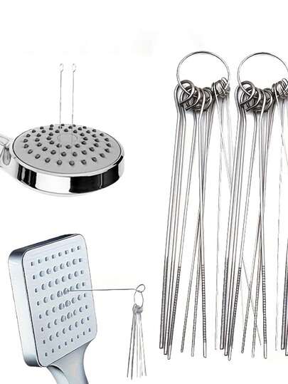 10pcs/Box Shower Nozzle Cleaning Needle Set Manual Non Electric Unclogger For Home And Outdoor Use. Clean And Unclog The Shower Head With Floral Wine. Cleaning Tools, Household Cleaning And Personal Care Products, Home And Daily Necessities