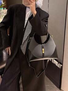 1pc Colorblock Dumpling Bag, Women's Handle Shoulder Crossbody Bag, Fashion Commuter Bag, Suitable For Daily, Dating And Shopping - Grey - View 7