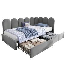 Sofa Bed Frame - Grey + Velvet + 90cm*190cm - View 6