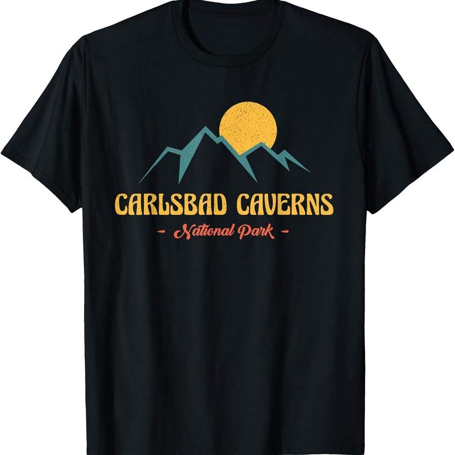 Camiseta vintage de aventura estadounidense con recuerdos del Parque Nacional de las Cavernas de Carlsbad - Negro 2 - Ver 1