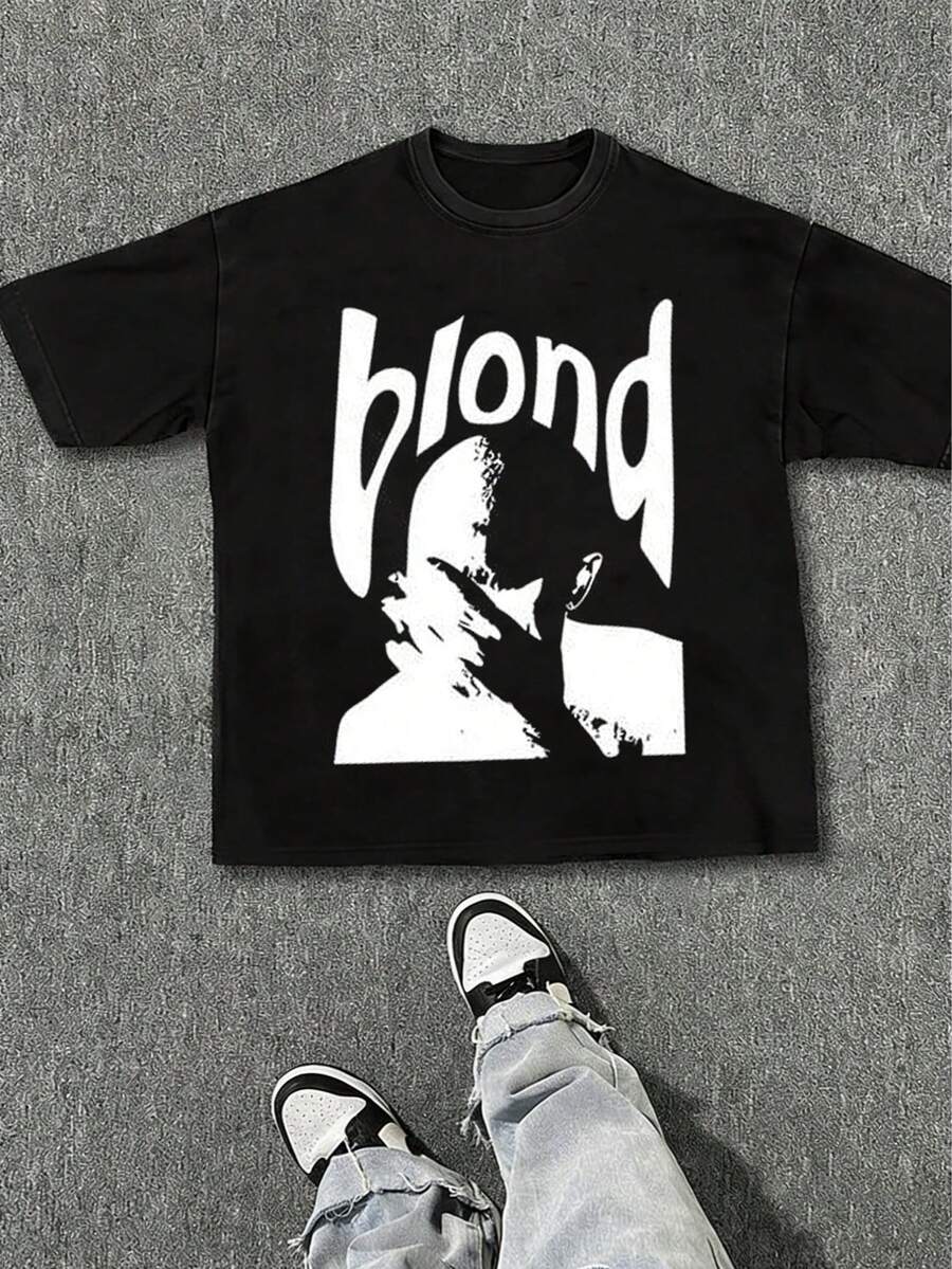 [Cotton T-Shirt] Tween Boy Cotten Clothes,Y2K-Inspired Letter Print T-Shirt - Casual Crew Neck, Short Sleeve, Machine Washable - Perfect For Spring/Summer/Fall,Fashion, Streetwear, Unisex, Men, Women - màu đen - Xem 1