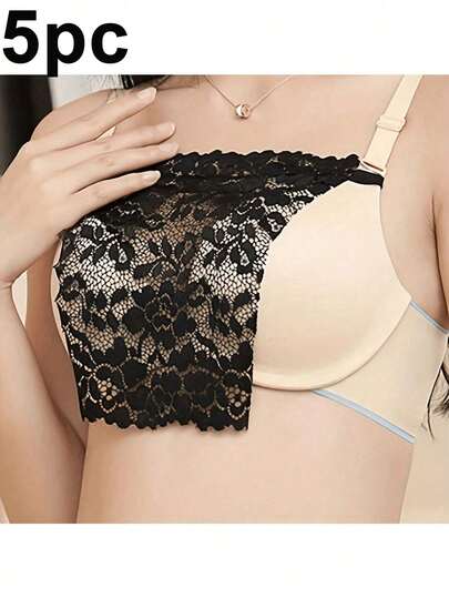 5/3/1 Piece Elegant Floral Anti-Glare Bra Pad - Fashionable And Comfortable Thickening Pad For Underwear, Lace Knitted Pad, Suitable For Women, Can Be Used For Back-To-School, Wedding, Birthday Gifts, Etc., Anti-Barebacking And Shading, Lace Trim, Washable, Exquisite Lace Trim, Suitable For Various Hairstyles, Can Be Paired With Underwear, Colors Are Random.