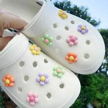 5/10/15pcs Summer Floral Shoe Charms, Playful Charm Design | ABS Resin Flowers, - Decorative Accessories For Clogs, Sandals - Personalized Footwear Accessories, Perfect Birthday Gift, Party Gift For Men And Women - Multicolor - View 2