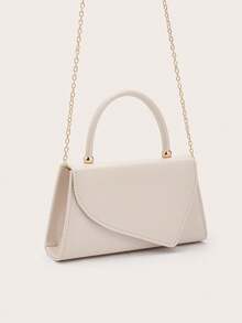 Bolso de mano de color sólido con textura de lichi, elegante bolso de mano de negocios adecuado para chicas de fiesta, estudiantes universitarias y novias.Combina con Vestidos de Fiesta, Ves - Albaricoque - Ver 5