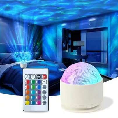 2 In 1 Northern Lights Projector, 16 Color Aurora Night Light Projector,Remote Galaxy Light Projector,USB Recharge Ocean Wave Projector For Playroom Birthday Kids Teen Gift (Aurora & Wave)