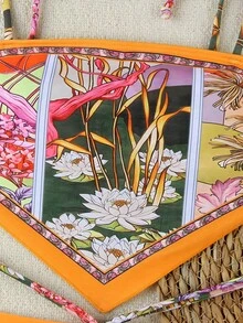 新款春夏印花系带比基尼，优雅休闲性感泳衣，饰以活力花卉印花和撞色滚边，适合海滩、度假、约会、派对等场合。 - 彩色 - 查看 5