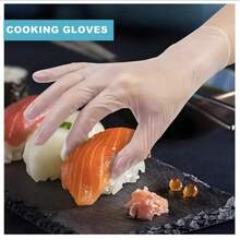 4/20/50/100 双装一次性乙烯基手套，透明PVC材质，不含乳胶和粉末，防水防油，柔软，适用于食品处理、日常清洁、客厅、厨房等场所。[无包装盒] - 半透白 - 查看 2