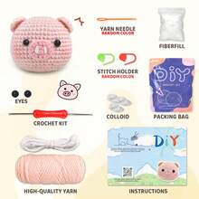 Crochet Kit,Perfect For Beginners, Includes Step-By-Step Video Tutorial,Cute Woven Craft For Delicious Food And Gift-Giving Essentials(Accessories In Random Color) - Apricot - View 3