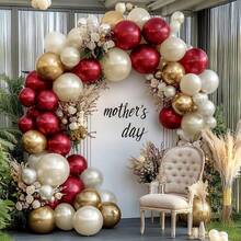 20/148 piezas Kit de arco de globos burdeos y dorado, globos de látex burdeos y dorado metálico de doble capa, adecuado para el Día de San Valentín, boda, aniversario, baby shower, decoración de fiesta de cumpleaños - Multicolor - Ver 3