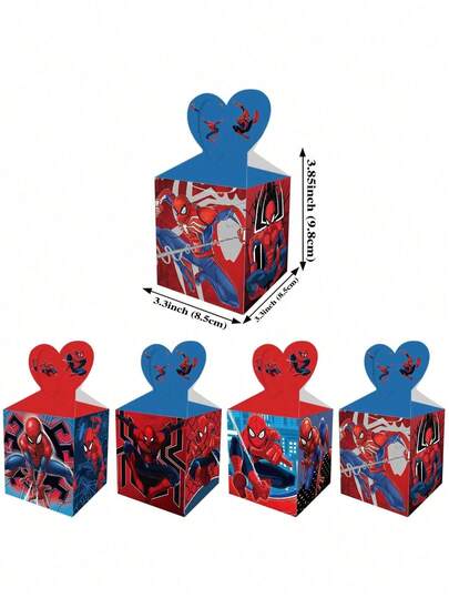 Marvel 12pcs New Spider-Man Party Supplies Candy Box Superhero Spider-Man Candy Boxes Snack Gift Box Gift Bag For Birthday Party Favor Perfect Birthday And Holiday Gifts New Year's Gift, Valentine's Day Gift, Easter Gift ﻿