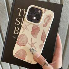 1pc TPU Material Gradient Conch Retro Ocean Pattern Phone Case Suitable Compatible With Apple 17 Pro Max/17/16 Pro Max/15/13/12/11, S20 FE/A15/S24/A55, Note 11/Note 12/Note 13 Pro, Full Coverage Anti-Drop Soft Protective Phone Case - White - View 2