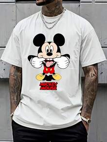 Authorized By Disney, Disney Mickey And Minnie Mouse Officially Authorize Adult T-Shirts-Classic Mickey Ears And Iconic Facial Prints, Casual Round Neck And Short Sleeves, Summer Theme Activities For Men And Women And Daily Clothes (Machine Washable)-Officially Authorized Mickey Products, Fan Clothes And Street Fashion Styles. - White - View 1