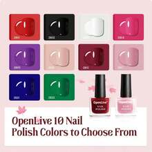 OpenLive 12 PCS Nail Polish Kit With 10 Colors As 2 PCS BASE And TOP Coat Green Blue Red Pink Collection Gifts For Women. - ColorA - 查看 3