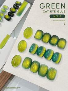 XEIJAYI 1瓶15毫升绿色猫眼甲油胶，UV/LED灯固化，持久速干美甲凝胶 - 女士理想礼物 - 綠色 - 查看 2