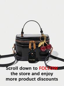 Niche Design Fashion Forward Faux Leather Handbag, Vintage Exquisite Style Crossbody Bag, Suitable For Commuting And Dating - Black - View 3