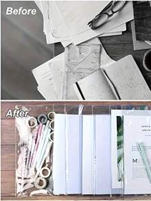 10pcs A4 Transparent Zippered Document Bags - Waterproof PVC Office & Student Organizer For Papers And Receipts - Red - View 3