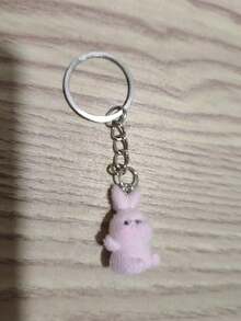 Lindo llavero de conejo de resina en 3D. Adorable y exquisita pareja de animales de dibujos animados para bolso/teléfono/llavero. Recuerdo de fiesta. - Multicolor - Ver 10