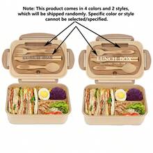 1pc 1200ml Adult Bento Lunch Box, Leakproof Meal Prep Container With Utensils, 3 Compartments, Pink/Blue/Khaki/Green Christmas Gift,School Supplies - Blue - View 11