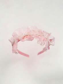 1件多功能珍珠皇冠、心形蝴蝶结发箍、蕾丝花朵可爱卡通发夹配饰，适合女孩 - 粉色 - 查看 7