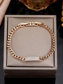 1件时尚百搭粗链水钻手链，奢华小众设计精致通勤饰品 - 手鍊 - 查看 1