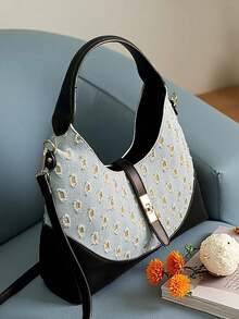 撞色设计饺子造型多功能通勤单肩斜挎包，适合日常通勤、休闲约会、购物等场合。 - 薄荷藍 - 查看 4